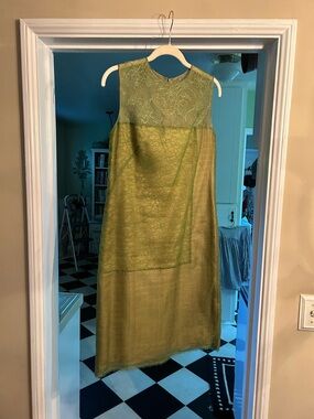 Akris Sleeveless Sage Green Lace Overlay  Dress Size 8
